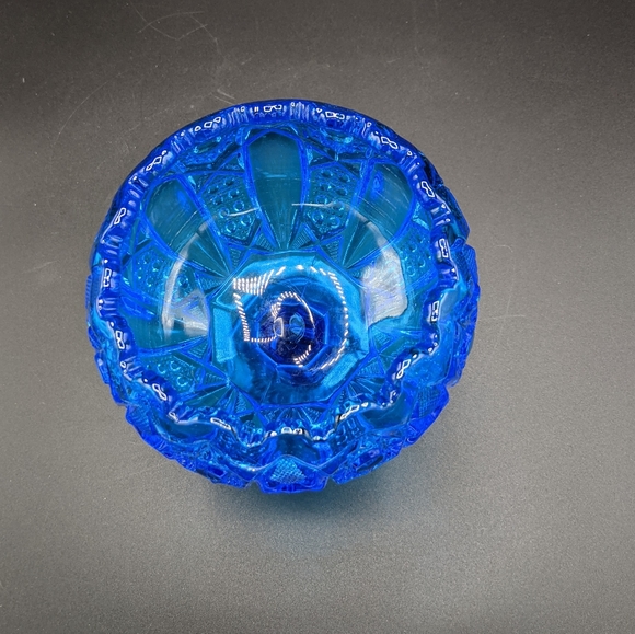 Vintage Kemple McKee Compote Scalloped Rim 6.5" Deep Blue For Christmas/ Hanukka - Picture 11 of 11